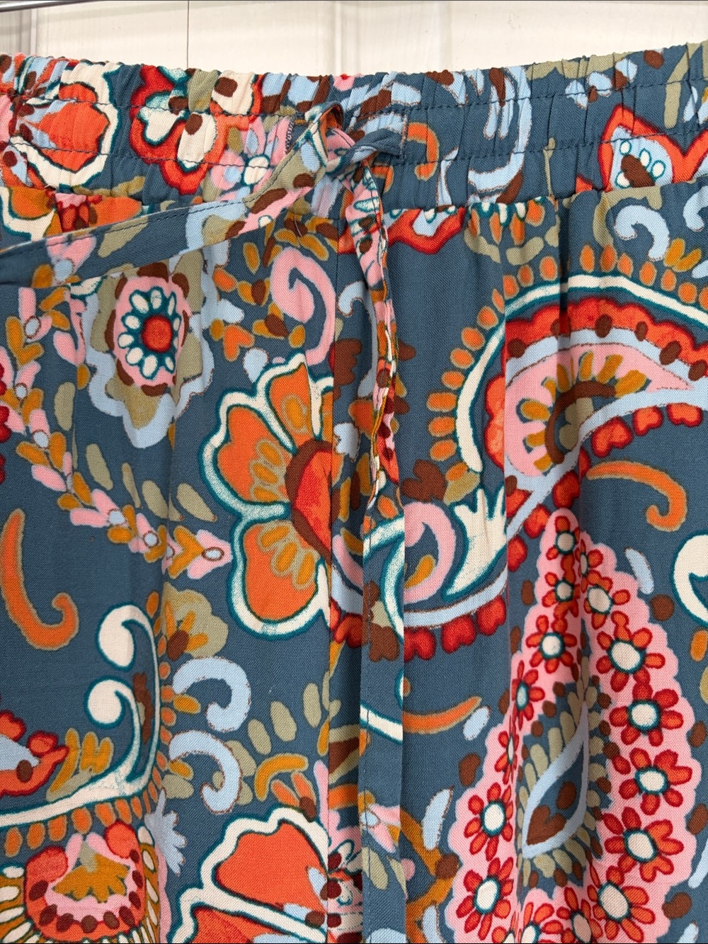 CeCe Pants Floral Paisley Wide Leg Women’s Blue Boho Drawstring Relaxed Medium - Picture 3 of 11